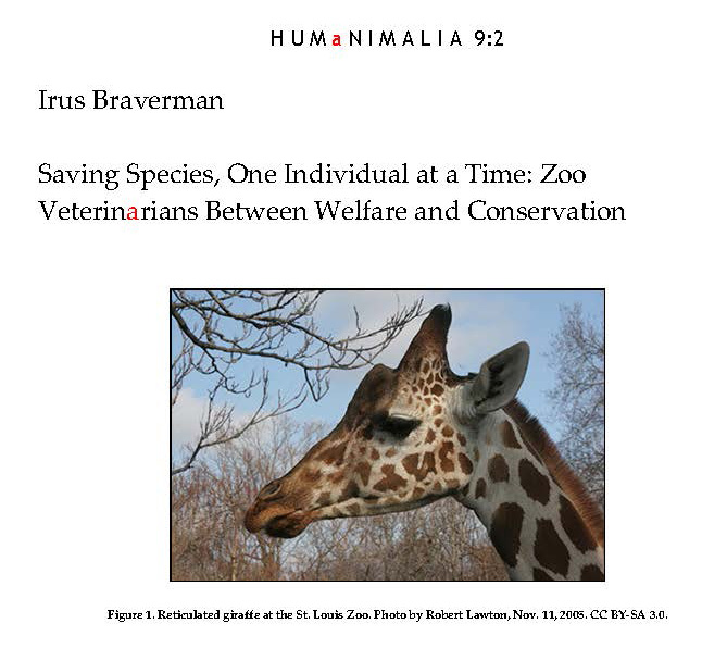 Saving Species, One Individual at a Time. Zoo Veterinarians Between Welfare and Conservation