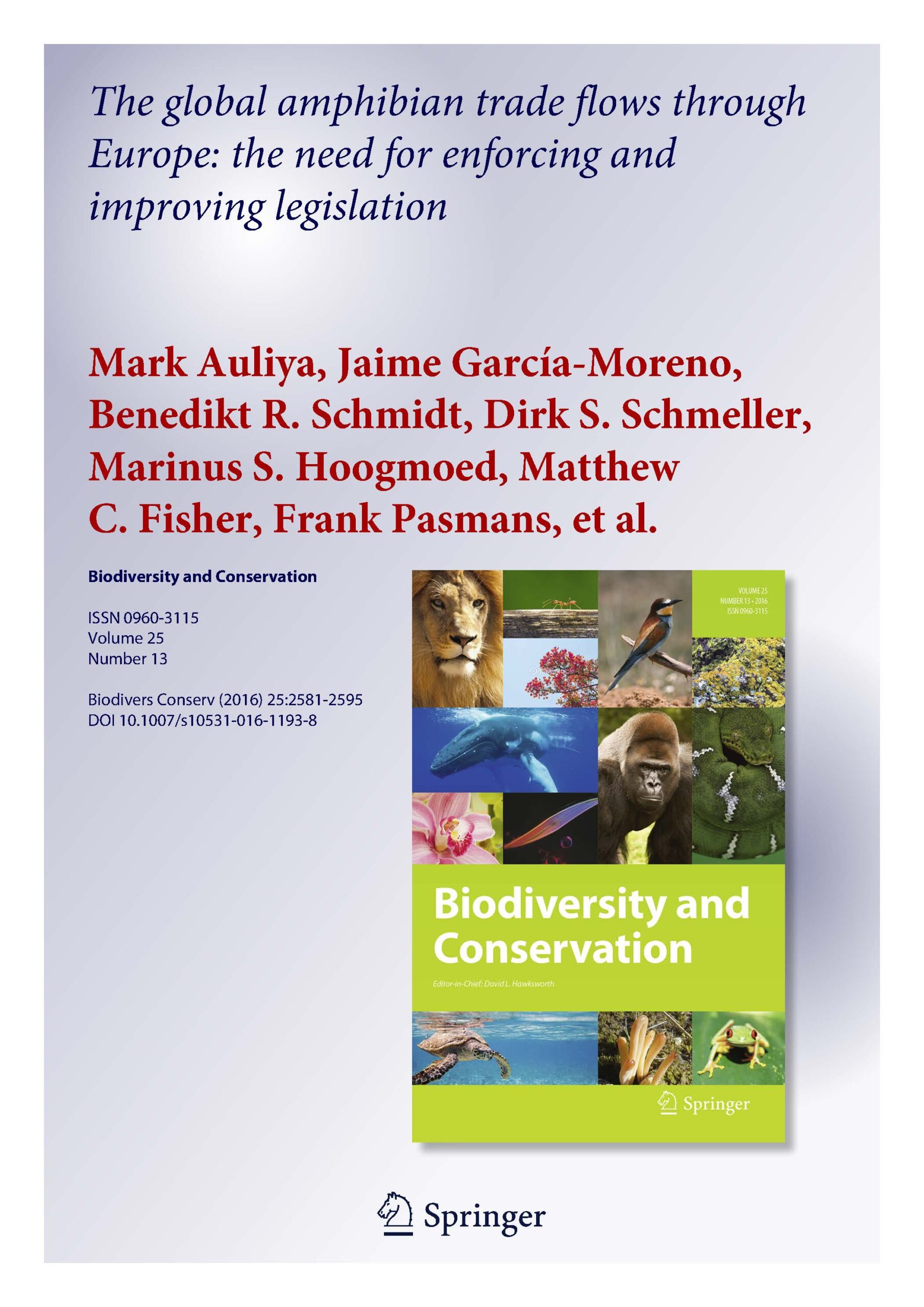 The Global Amphibian Trade Flows through Europe: the Need for Enforcing and Improving Legislation