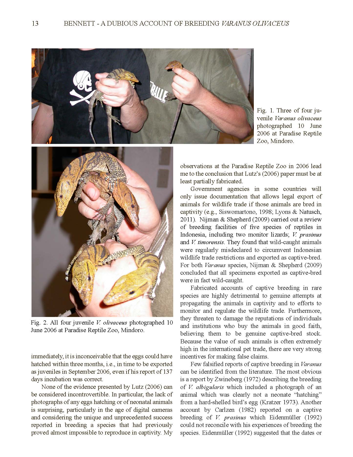 A Dubois Account of Breeding Varanus Olivaceus in Captivity at the Paradise Reptile Zoo in Mindoro, Philippines