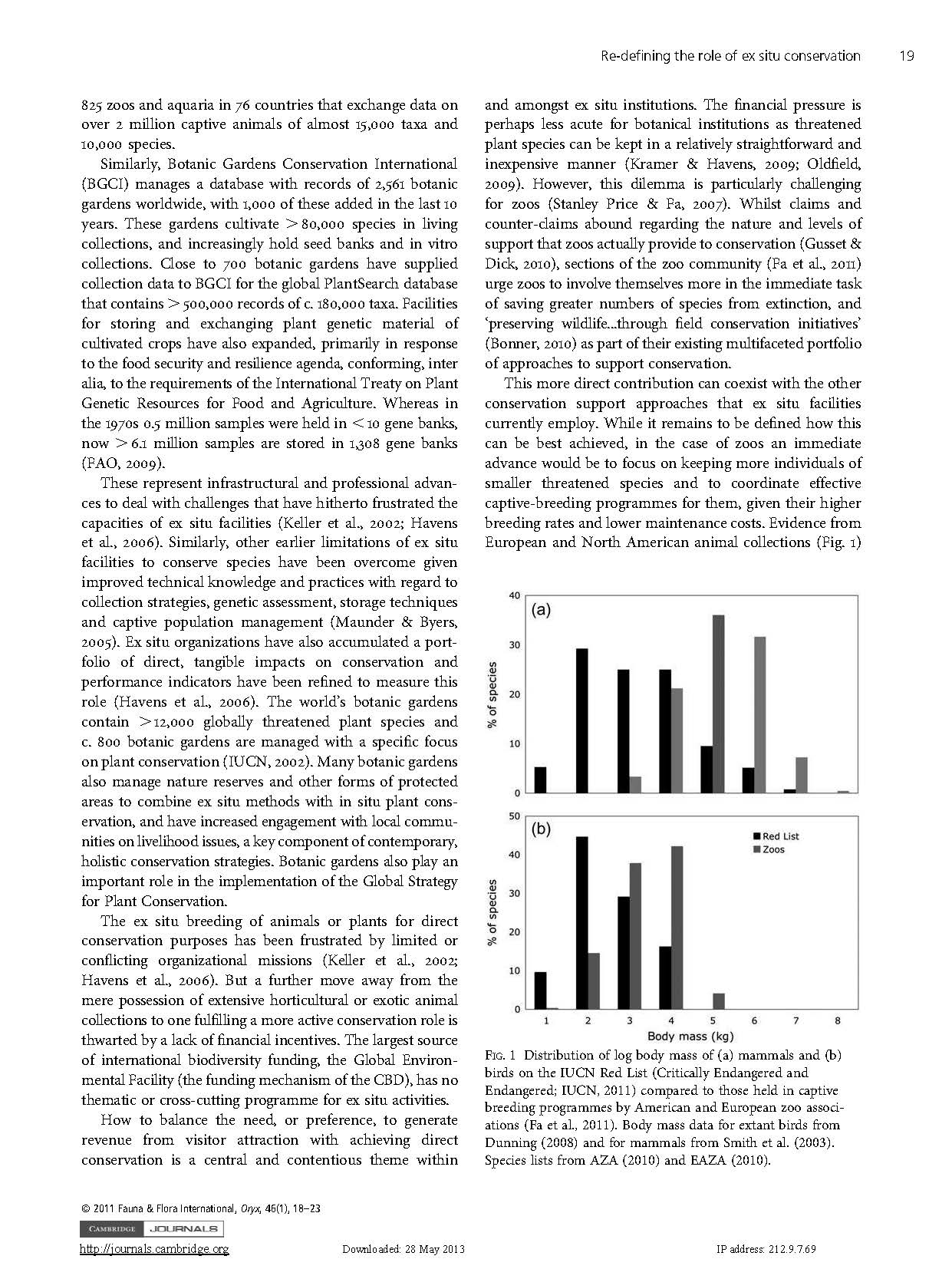 Bring the Captive Closer to the Wild: Redefining the Role of Ex Situ Conservation