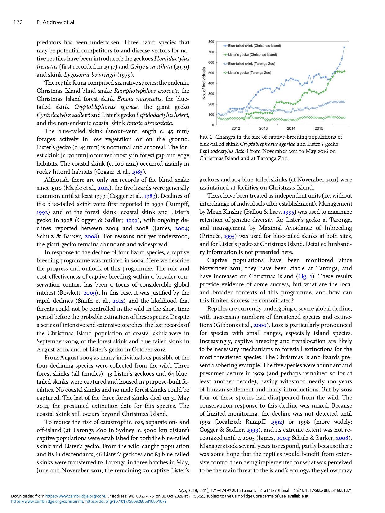 Somewhat Saved: a Captive Breeding Programme for Two Endemic Christmas Island Lizard Species, Now Extinct in the Wild