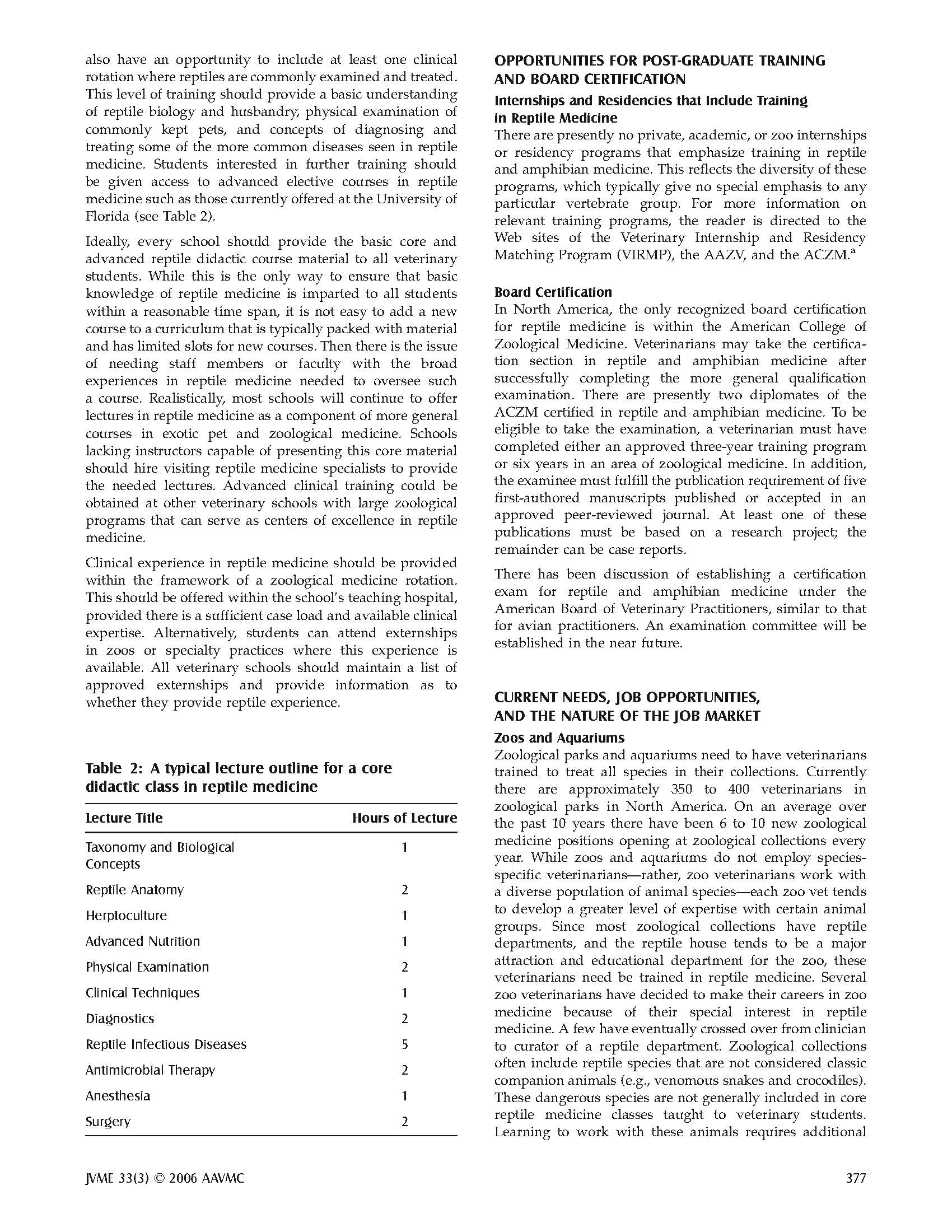 Future Directions in Reptile Medical Education