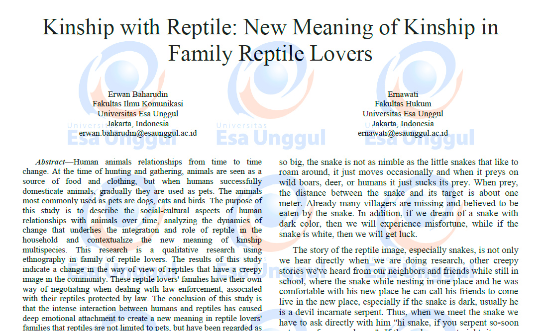 Kinship with Reptile: New Meaning of Kinship in Reptile Family Lovers