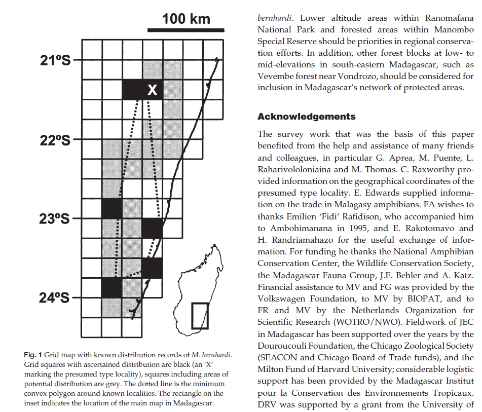 New Records, Distribution and Conservation of Mantella bernhardi, an Endangered Frog Species from South-eastern Madagascar