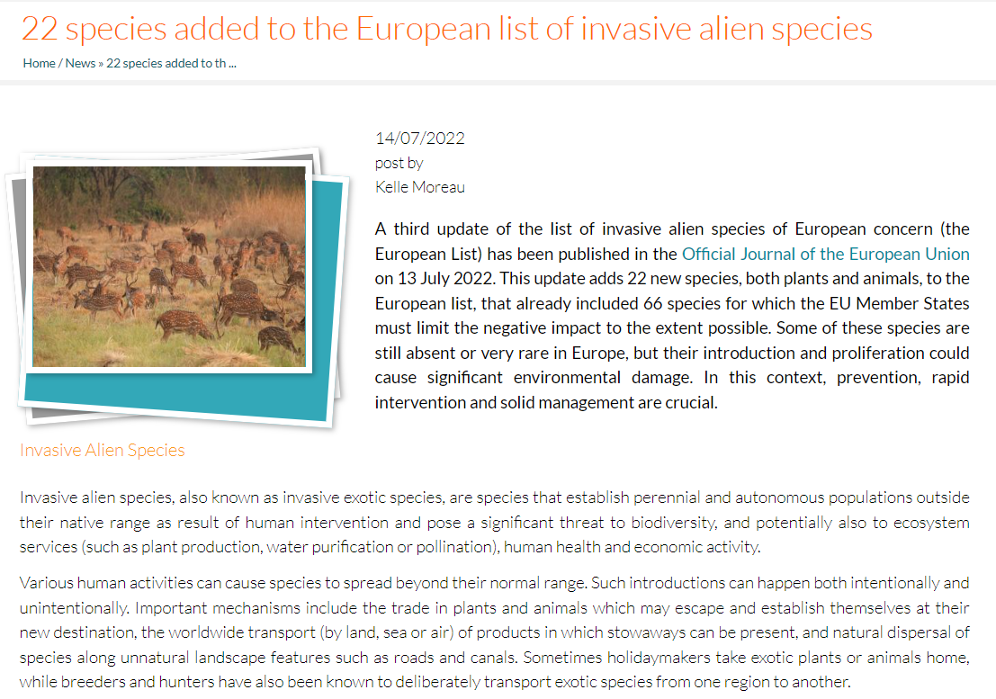 European List of Invasive Alien Species Has Been Enriched With 22 Species