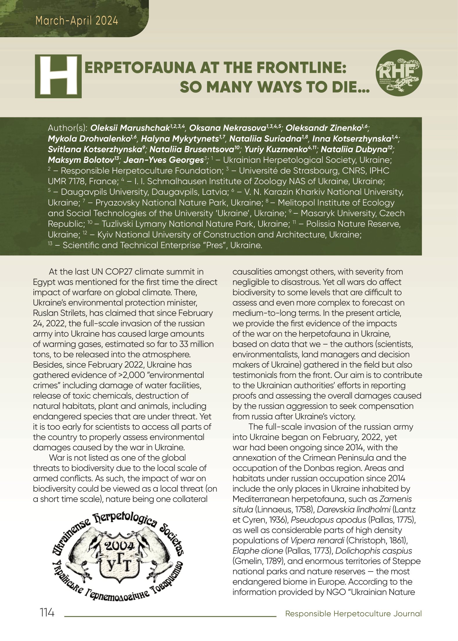 Herpetofauna at the Frontline: So Many Ways to Die…